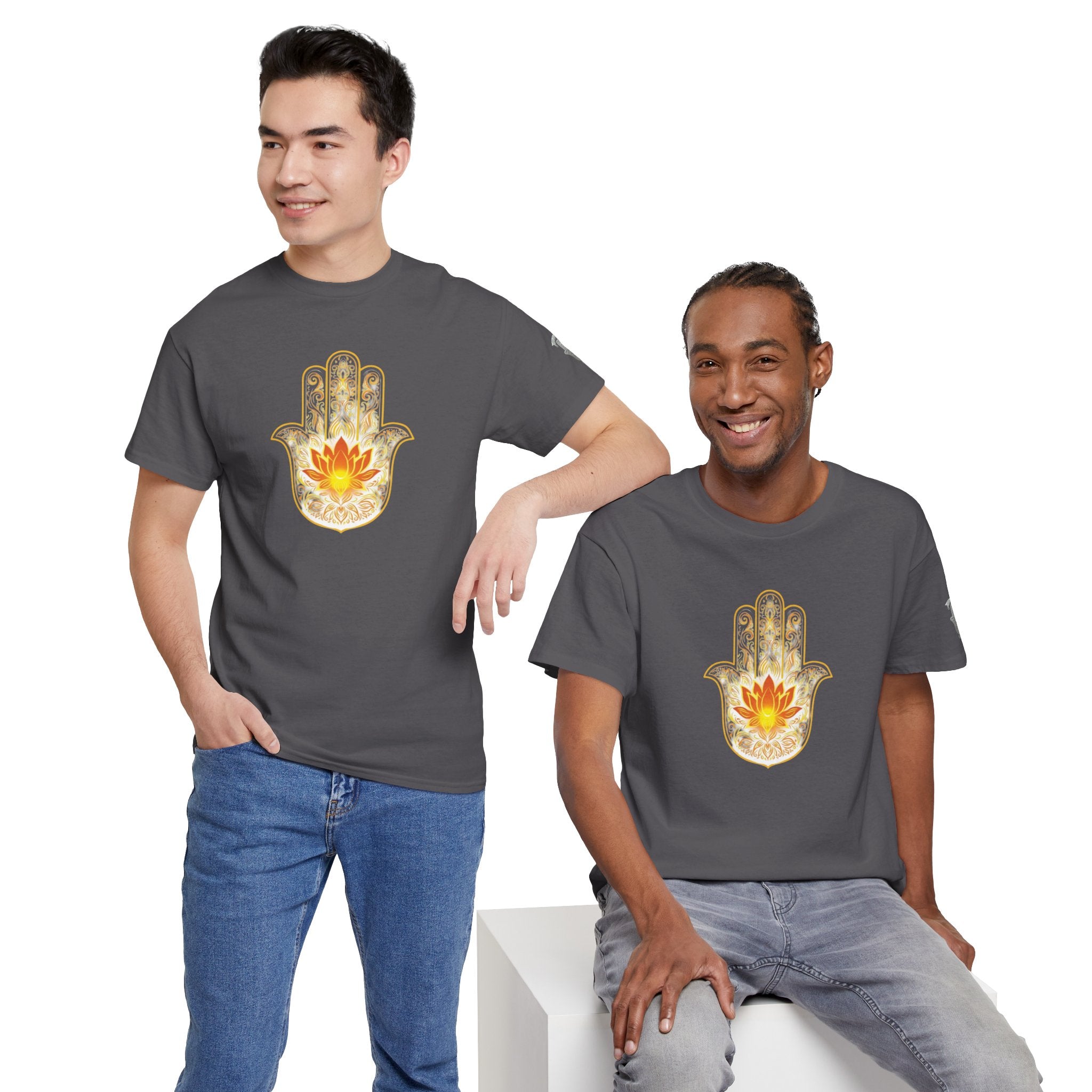 Hamsa Lotus T-Shirt — Spiritual Protection T-Shirt with Lotus and Hamsa Design