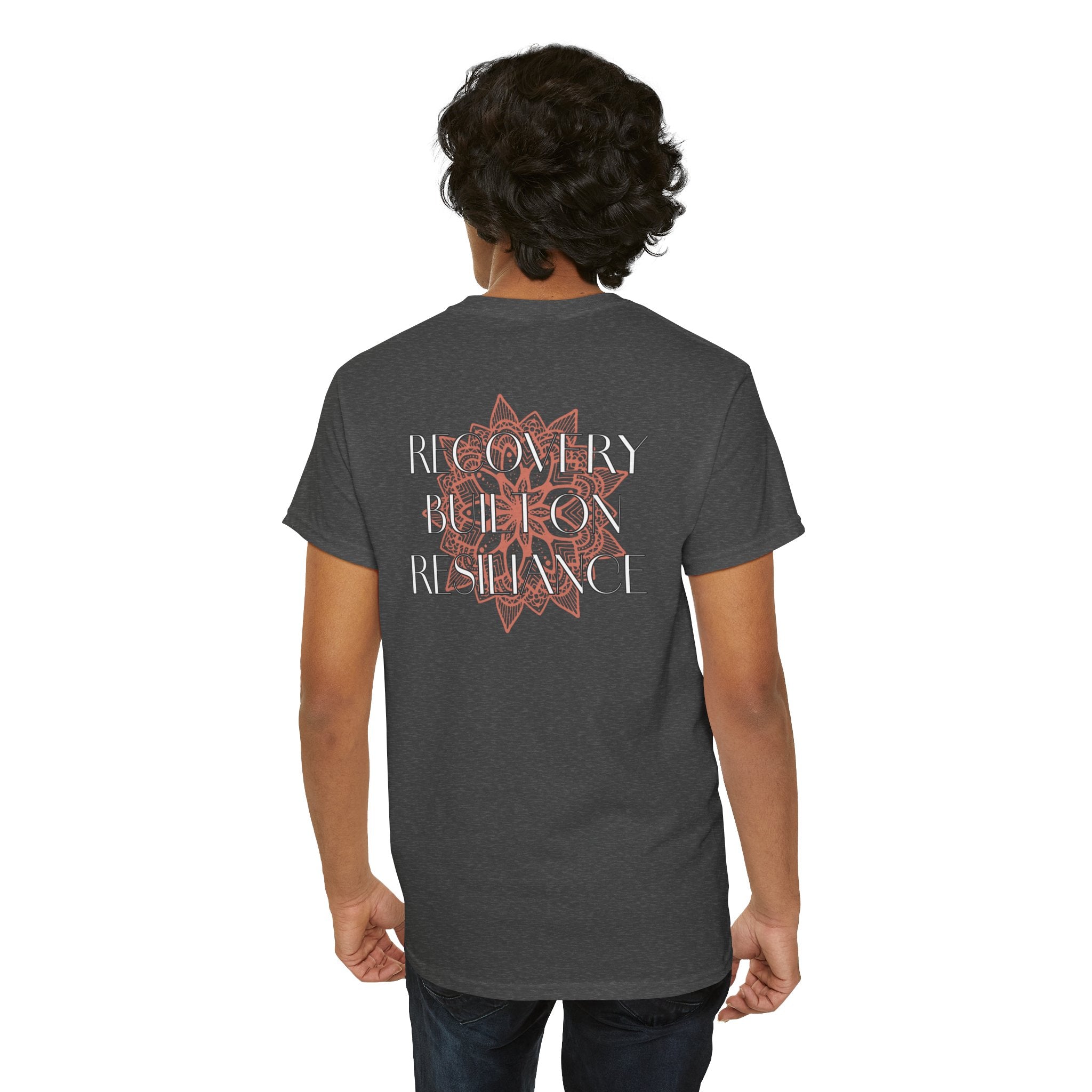 Recovery Built on Resilience Tee — Minimal Lotus Graphic Motivational T‑Shirt