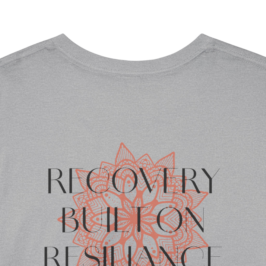 Recovery Built on Resilience Tee — Minimal Lotus Graphic Motivational T‑Shirt