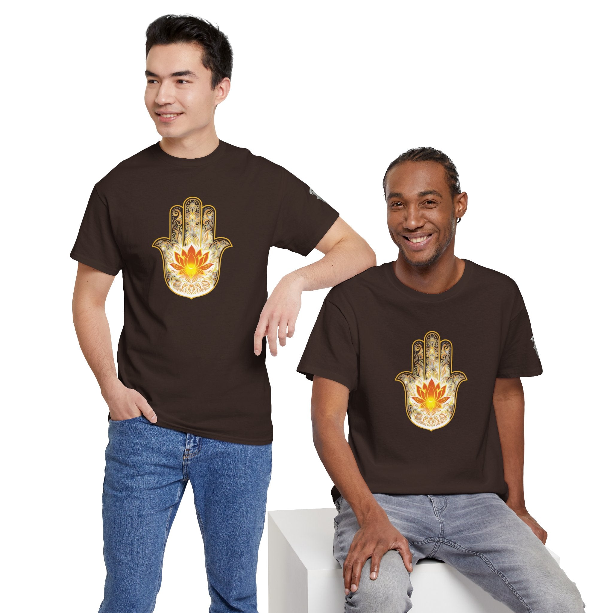 Hamsa Lotus T-Shirt — Spiritual Protection T-Shirt with Lotus and Hamsa Design