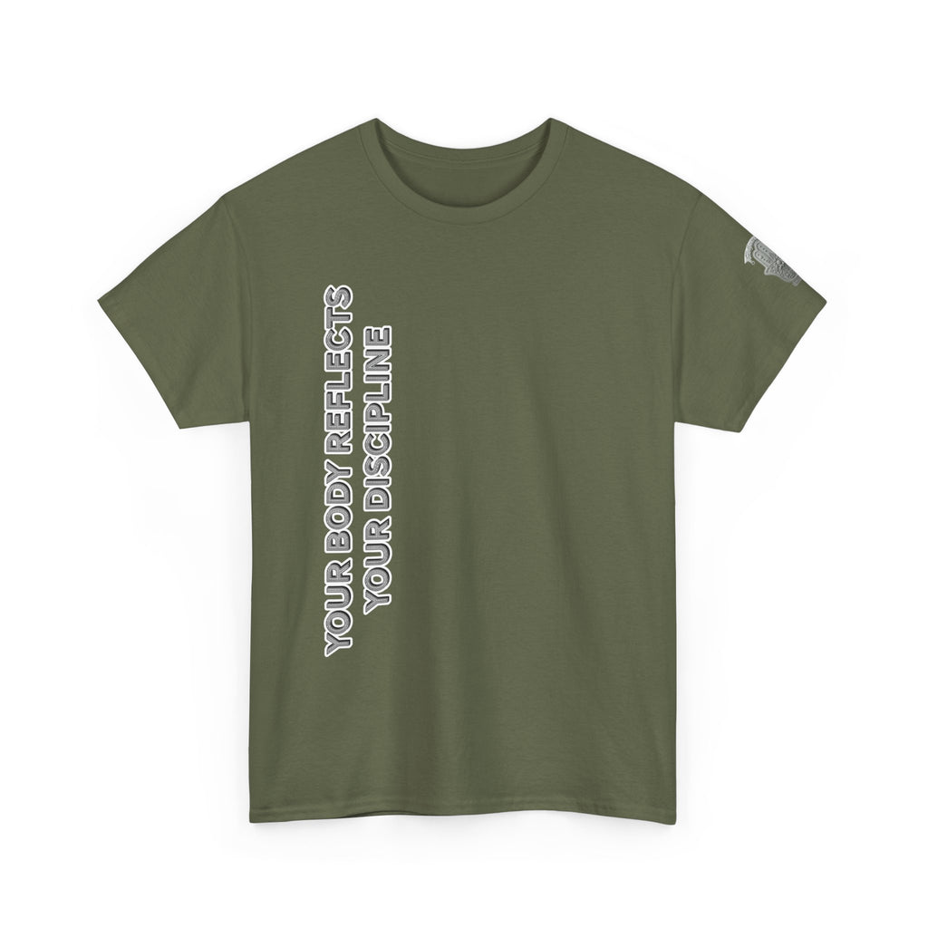 Motivational Fitness Tee — “Your Body Reflects Your Discipline” Training Shirt