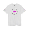 LOCK THE FUCK IN Graphic T‑Shirt — Bold Pink Logo Circle Design