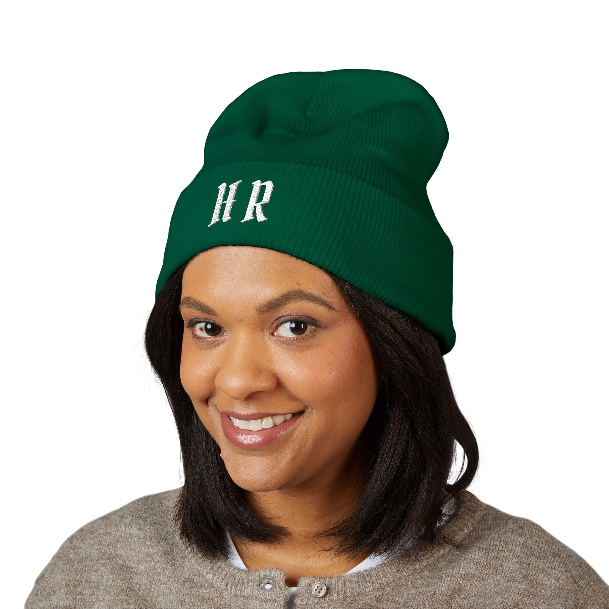 Hollywood Reed "HR" Beenie Embroidered Monogram HR Winter Hat
