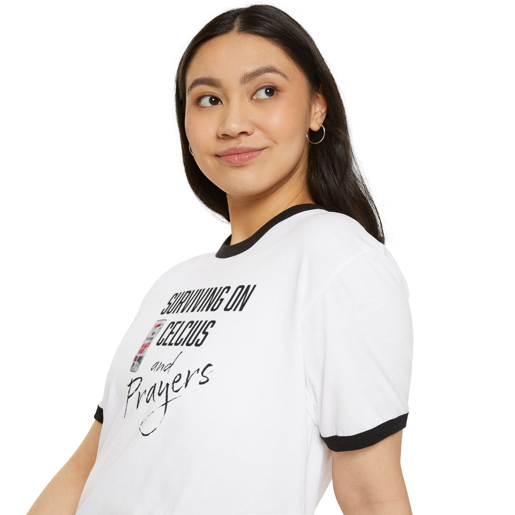 Surviving on Celsius and Prayers Ringer T-Shirt