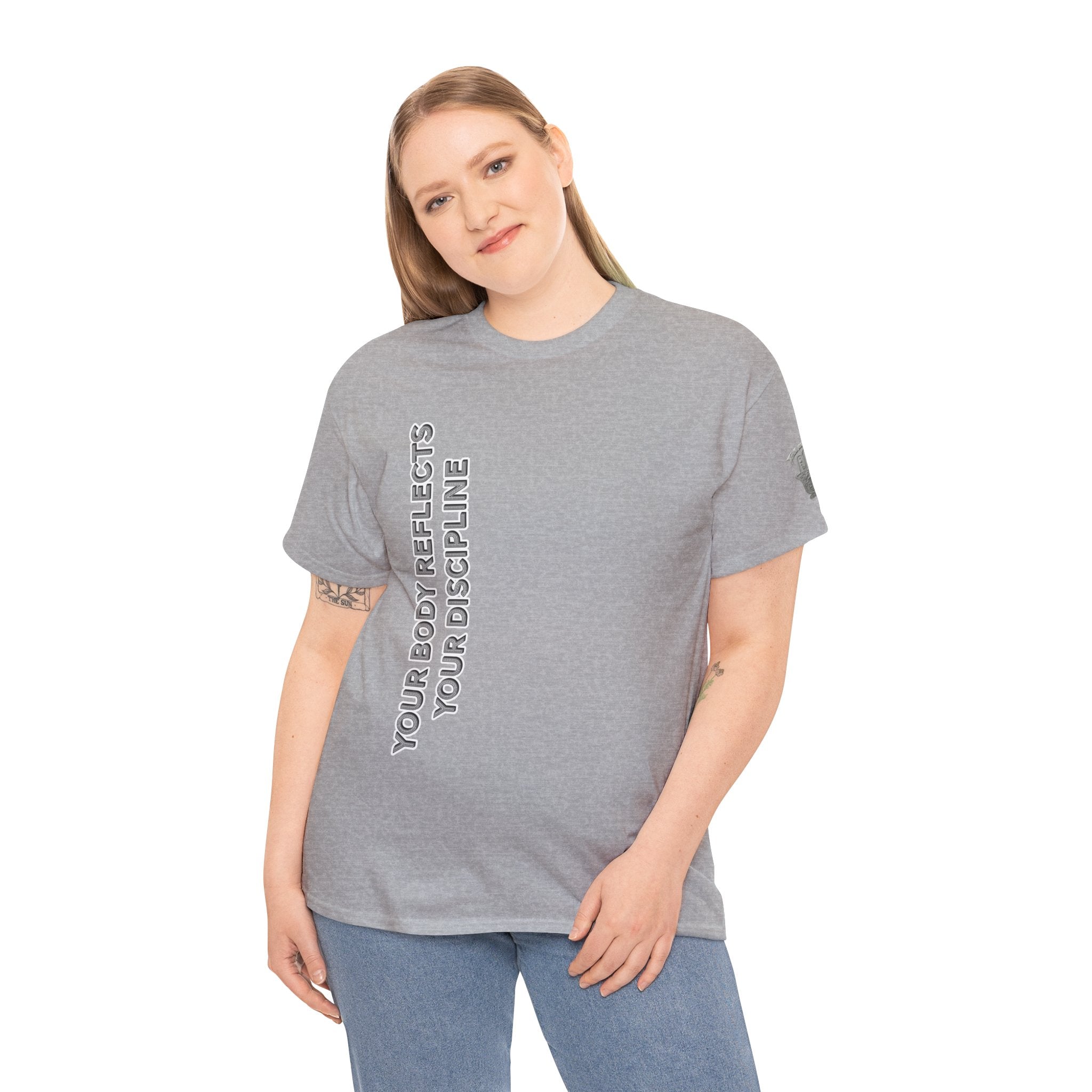 Motivational Fitness Tee — “Your Body Reflects Your Discipline” Training Shirt