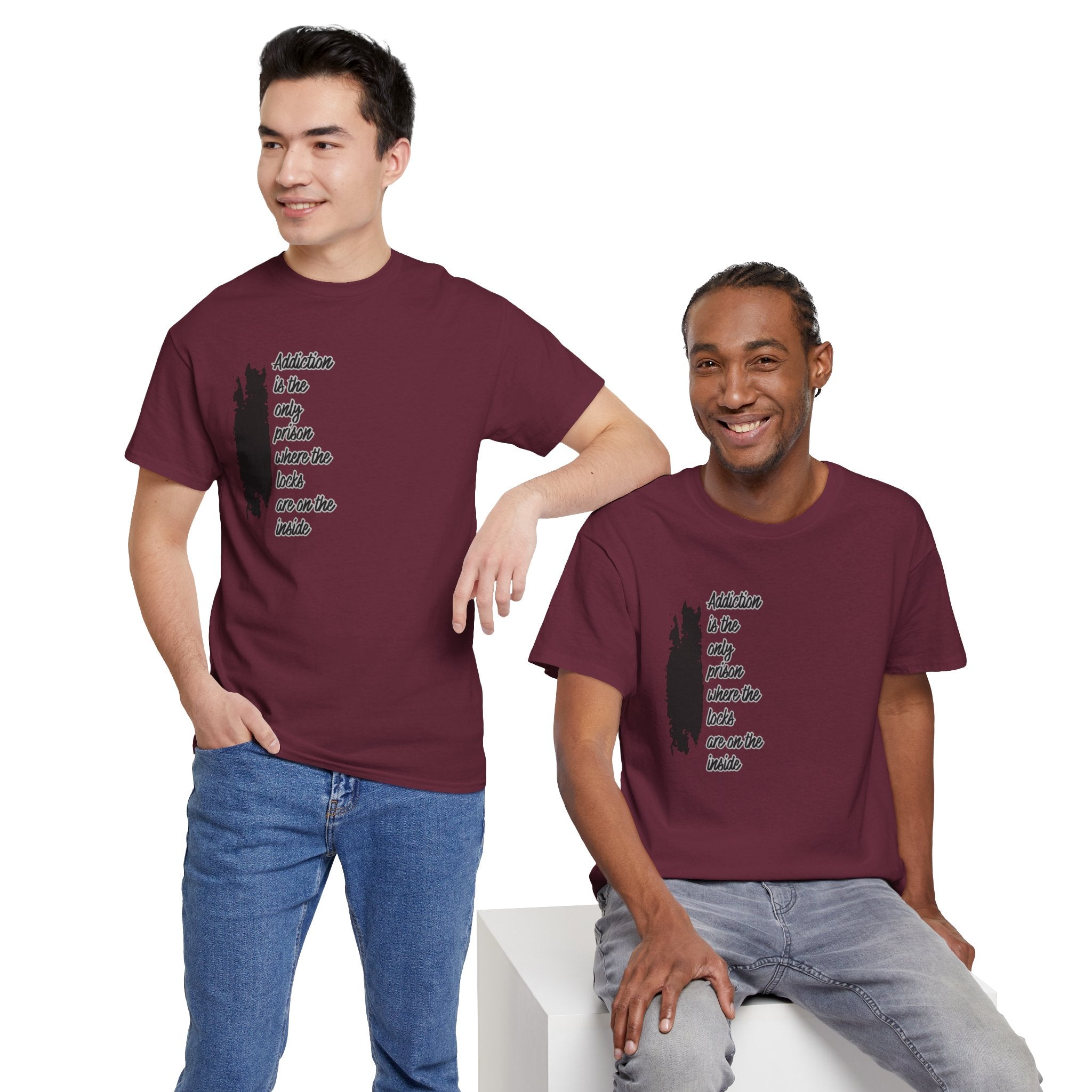 Addiction Is The Only Prison T-Shirt — Inspirational Recovery Tee