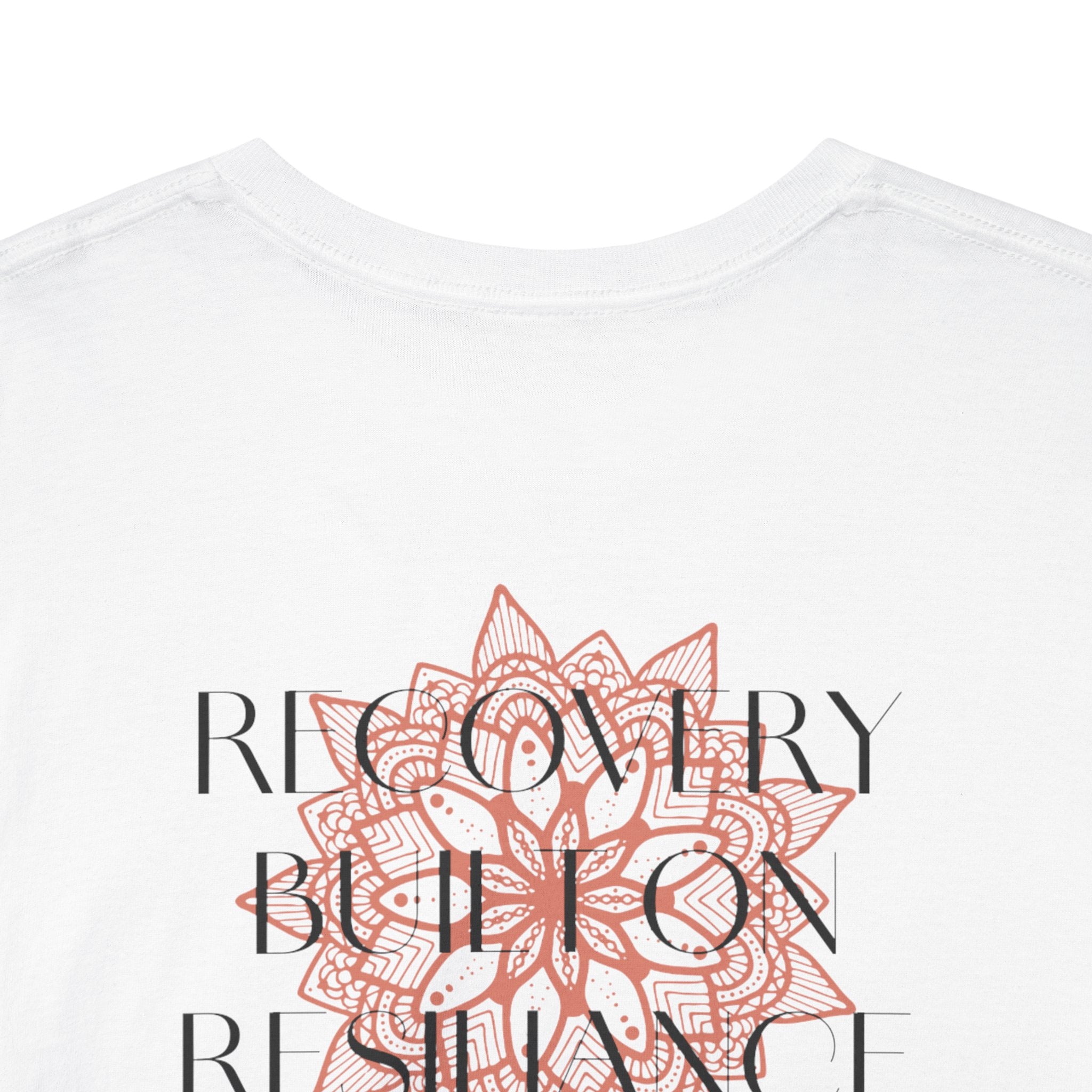 Recovery Built on Resilience Tee — Minimal Lotus Graphic Motivational T‑Shirt
