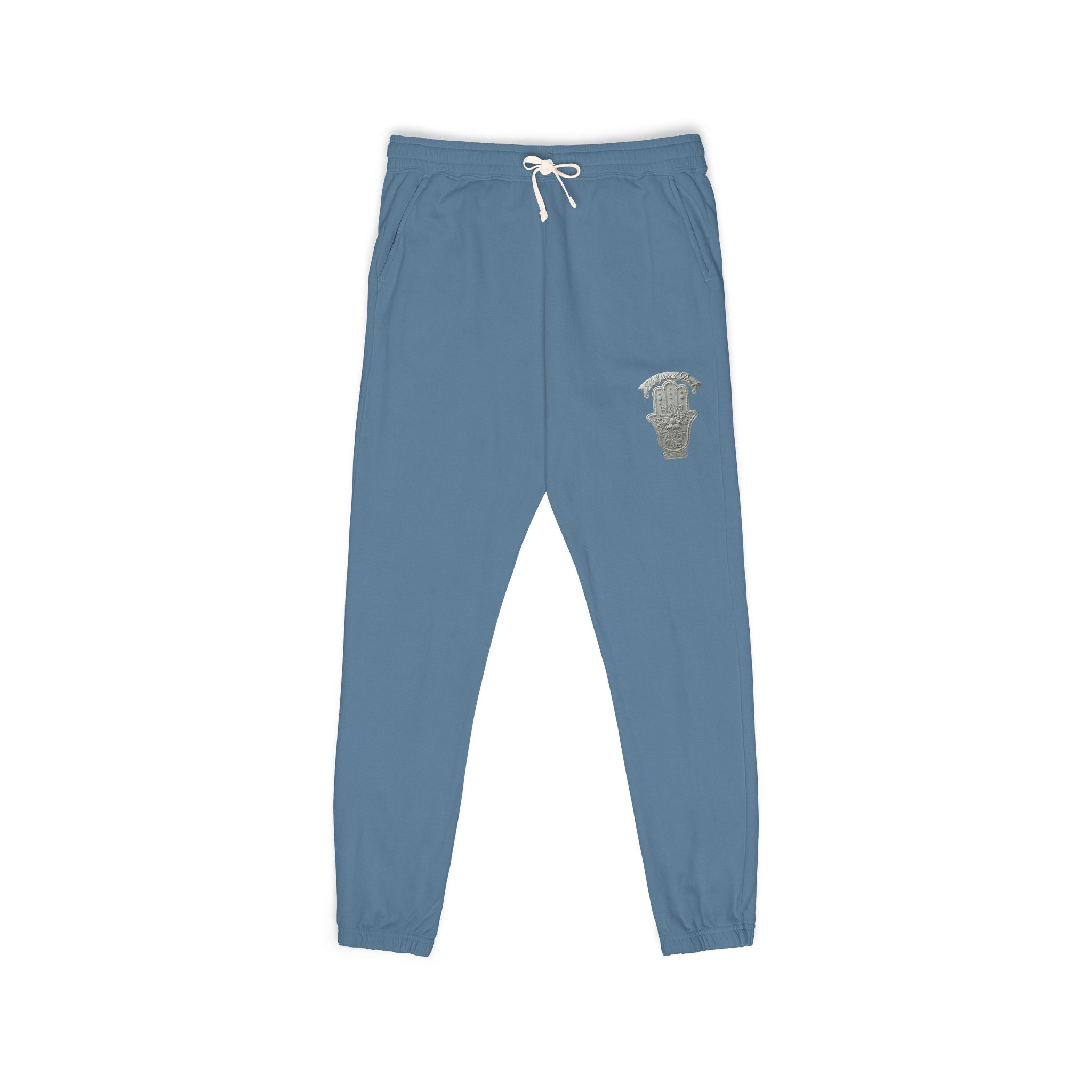 Fleece Sweatpants — Olive Relaxed Joggers with Chest Graphic