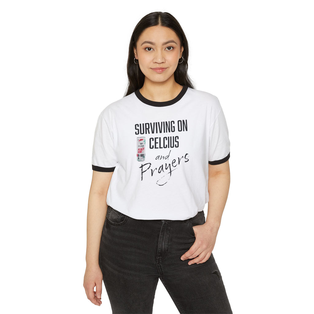 Surviving on Celsius and Prayers Ringer T-Shirt