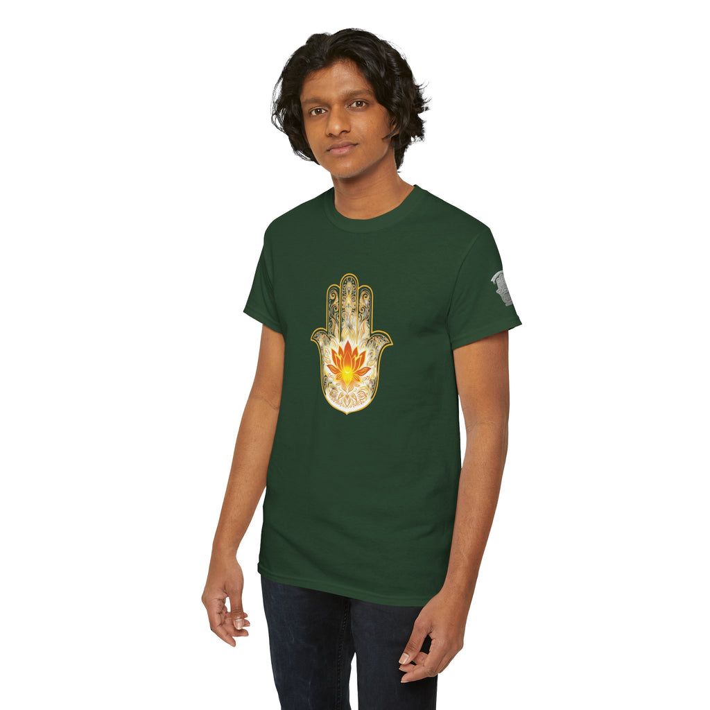 Hamsa Lotus T-Shirt — Spiritual Protection T-Shirt with Lotus and Hamsa Design
