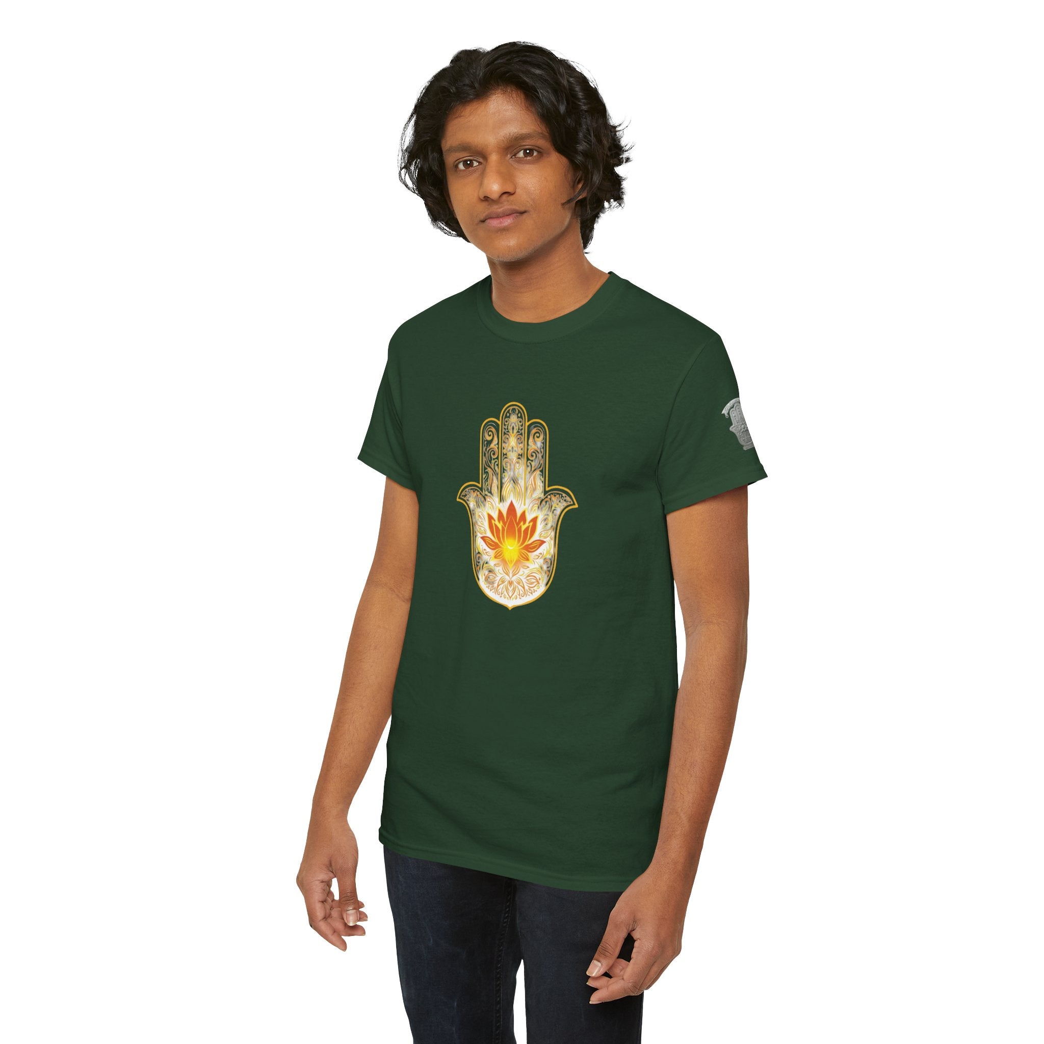 Hamsa Lotus T-Shirt — Spiritual Protection T-Shirt with Lotus and Hamsa Design