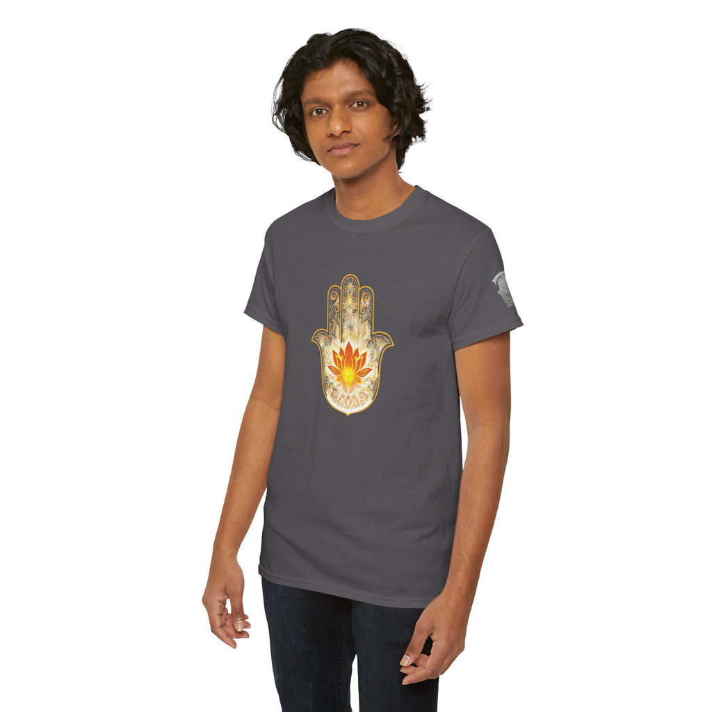 Hamsa Lotus T-Shirt — Spiritual Protection T-Shirt with Lotus and Hamsa Design