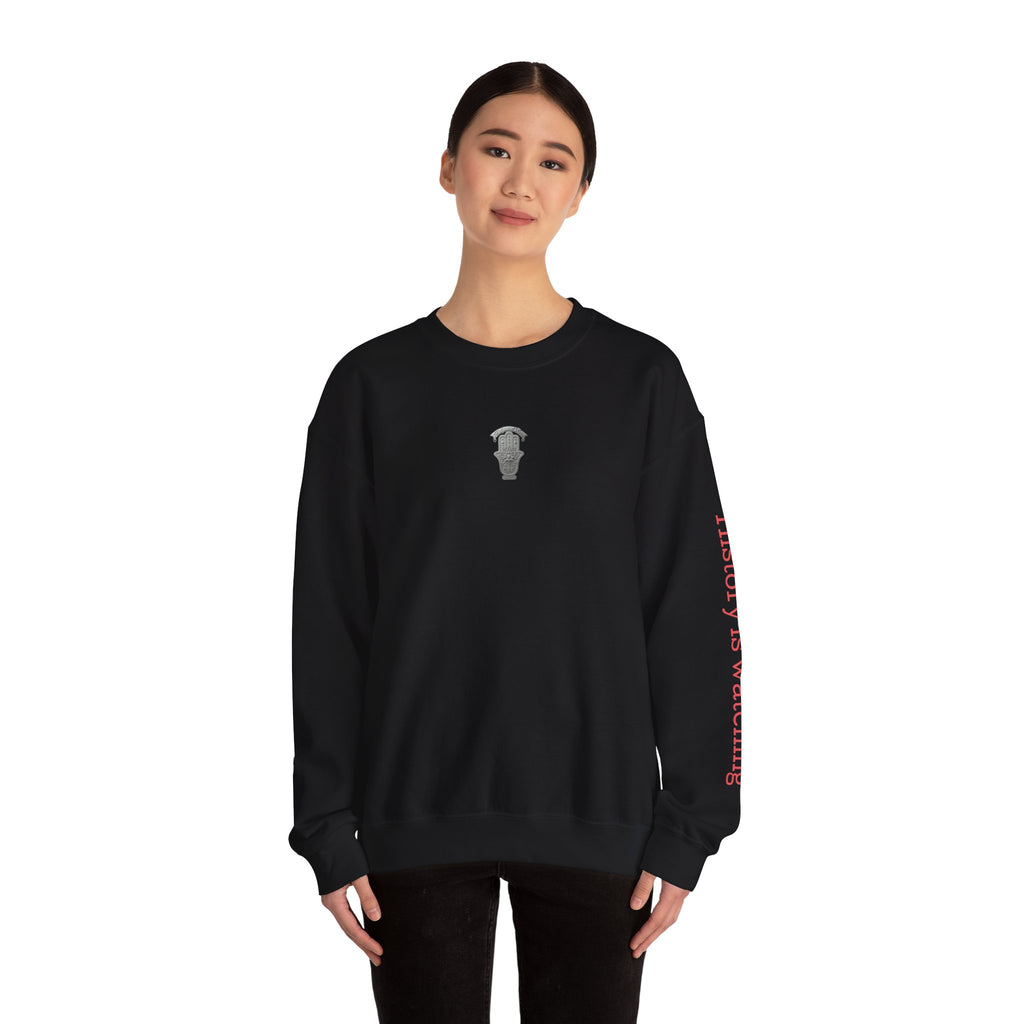 "MAKE YOUR MARK" Colorful Back Print, Sleeve Script Crewneck Sweatshirt