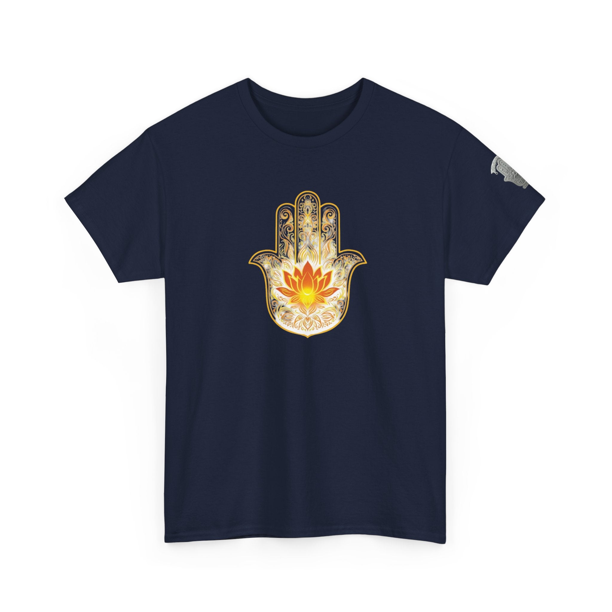 Hamsa Lotus T-Shirt — Spiritual Protection T-Shirt with Lotus and Hamsa Design