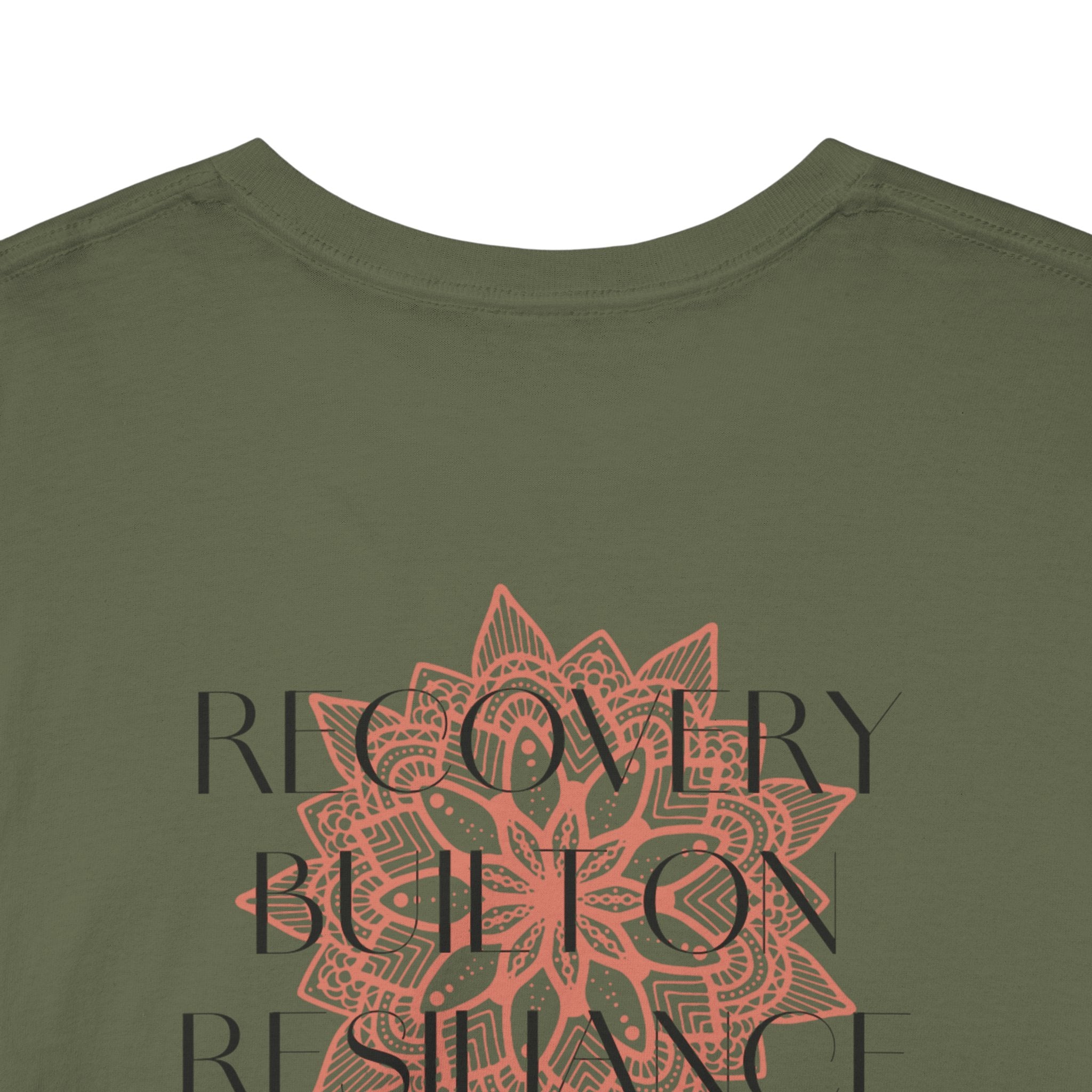 Recovery Built on Resilience Tee — Minimal Lotus Graphic Motivational T‑Shirt