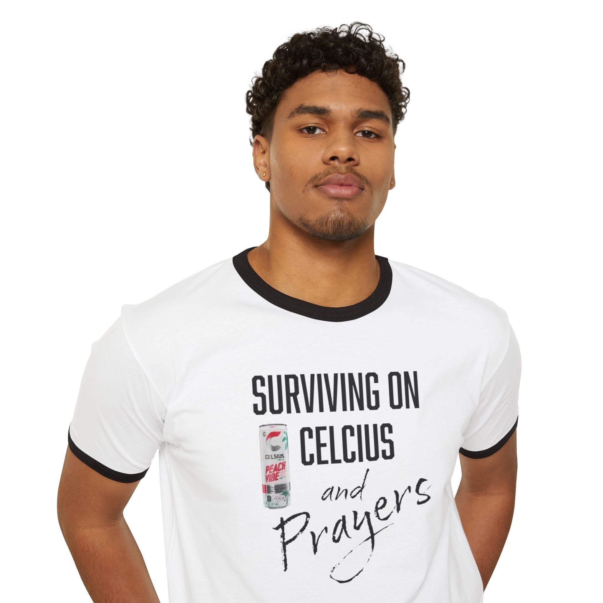 Surviving on Celsius and Prayers Ringer T-Shirt