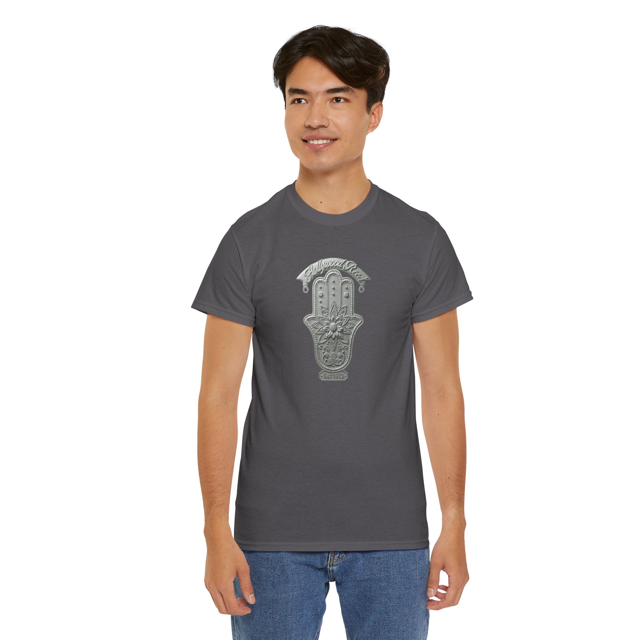 The Hollywood Reed Logo Hamsa Hand Tee — Protective Amulet Graphic T‑Shirt