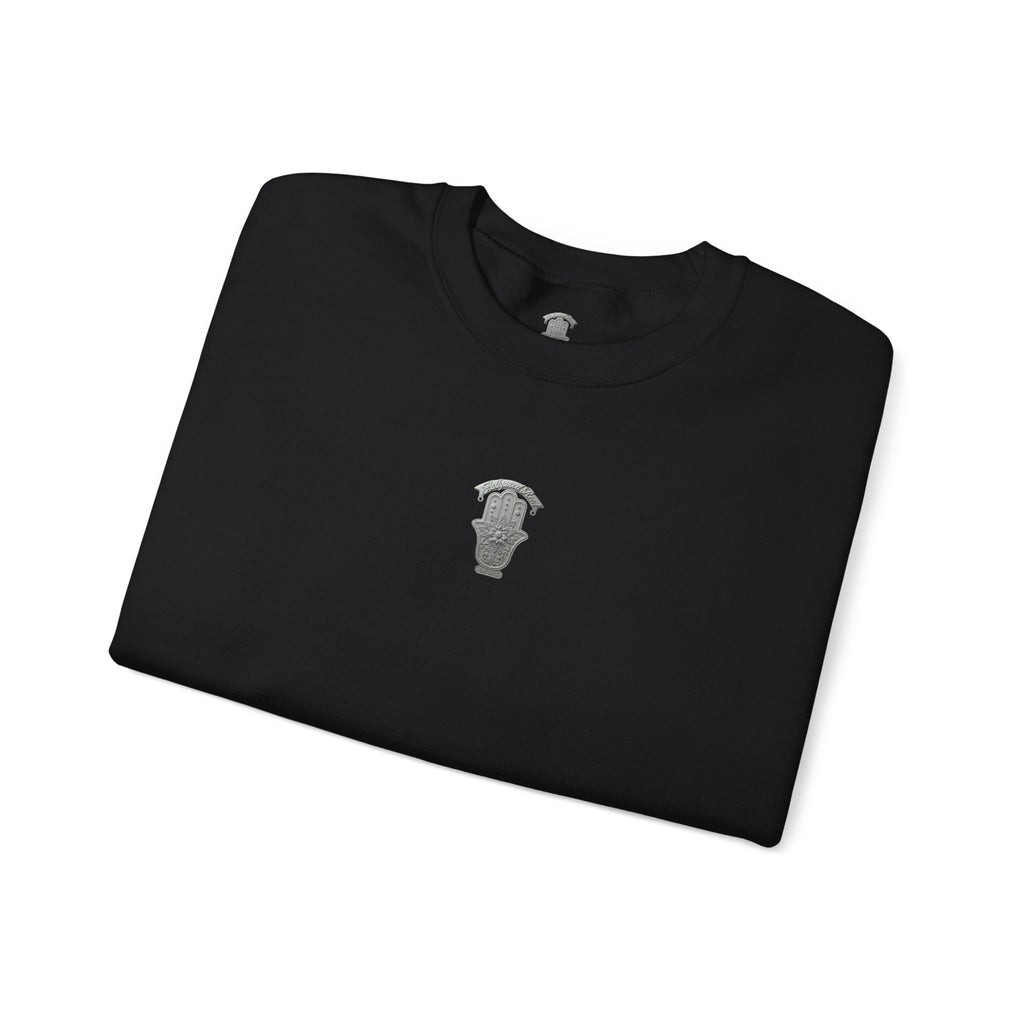 "MAKE YOUR MARK" Colorful Back Print, Sleeve Script Crewneck Sweatshirt