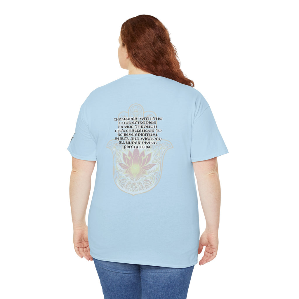 Hamsa Lotus T-Shirt — Spiritual Protection T-Shirt with Lotus and Hamsa Design