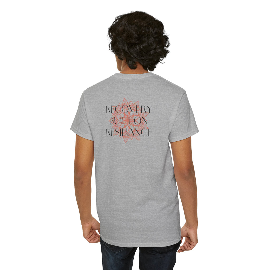 Recovery Built on Resilience Tee — Minimal Lotus Graphic Motivational T‑Shirt