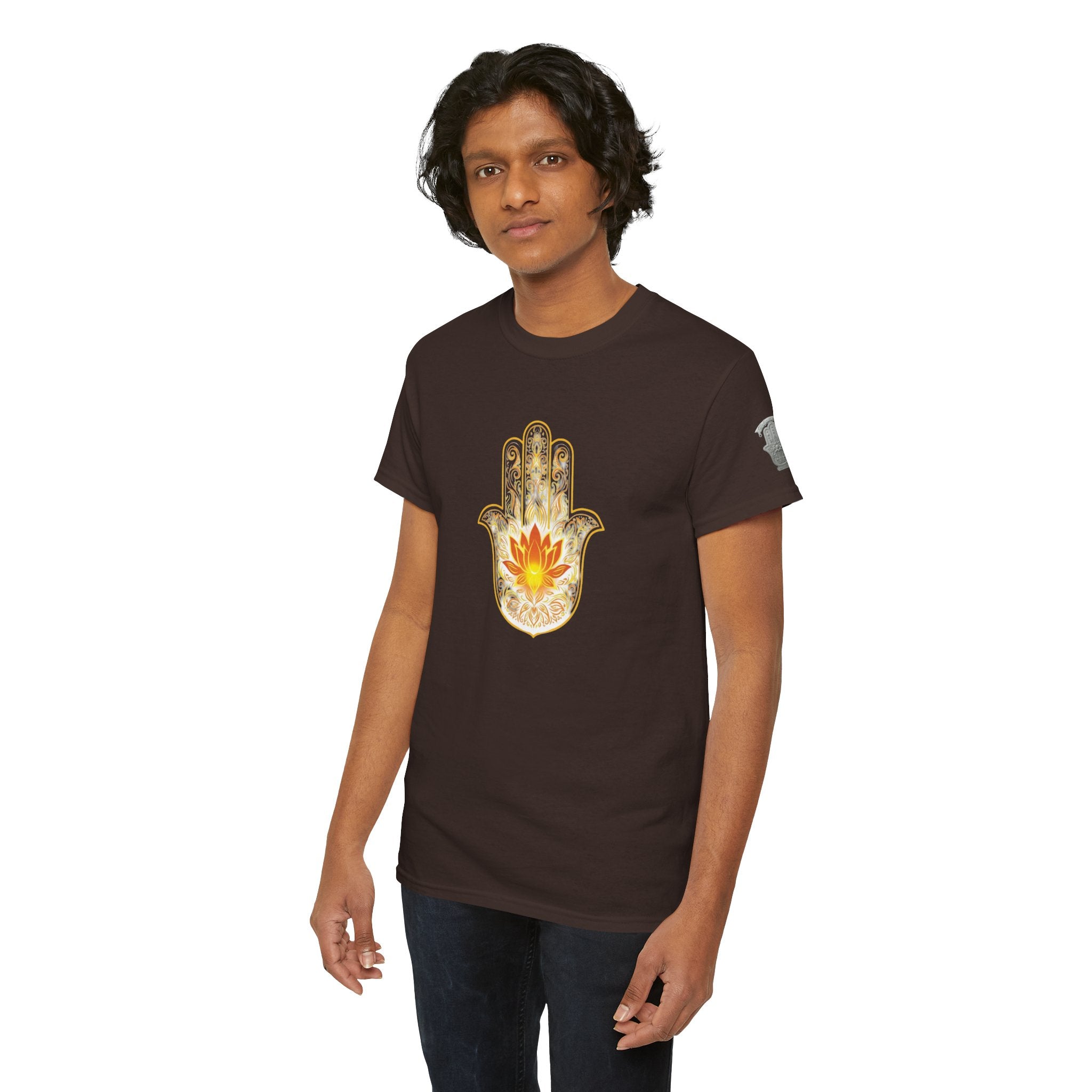 Hamsa Lotus T-Shirt — Spiritual Protection T-Shirt with Lotus and Hamsa Design